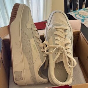 Puma Off-White and Beige Sneakers